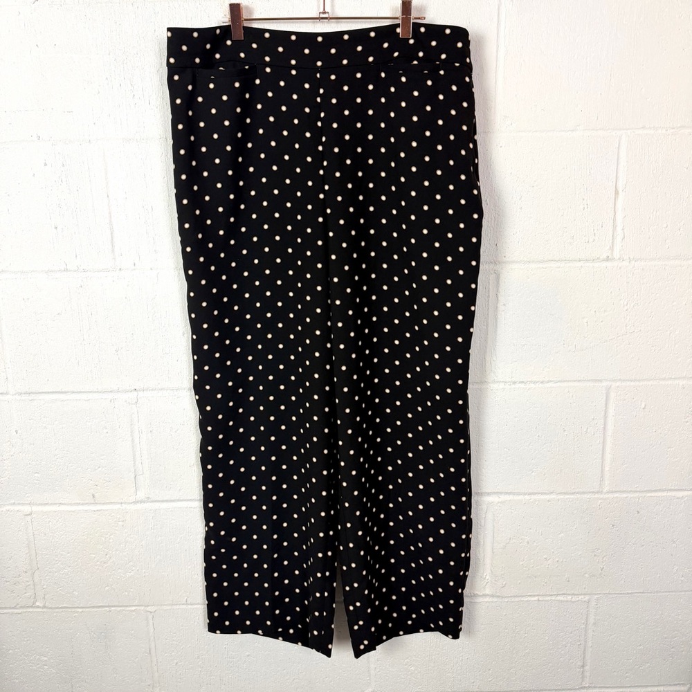Talbots Trousers Black Polka Dot Wide Leg Size Zip Office Work Preppy Classic 16